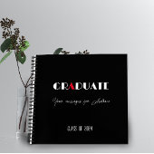 白黒の赤いスクリプト卒業名 ノートブック