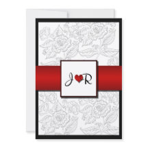 白黒の赤いボヘミアの優雅な結婚式招待状