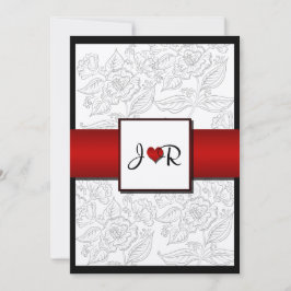 白黒の赤いボヘミアの優雅な結婚式招待状 招待状