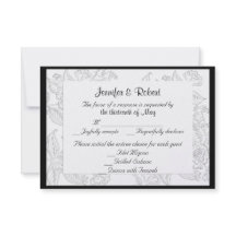 白黒の赤いボヘミアの結婚式の応答カード