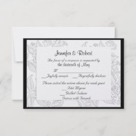 白黒の赤いボヘミアの結婚式の応答カード 出欠カード