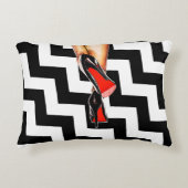 白黒の赤い底はかかとポンプファッションに蹄鉄を打ちます アクセントクッション (正面)