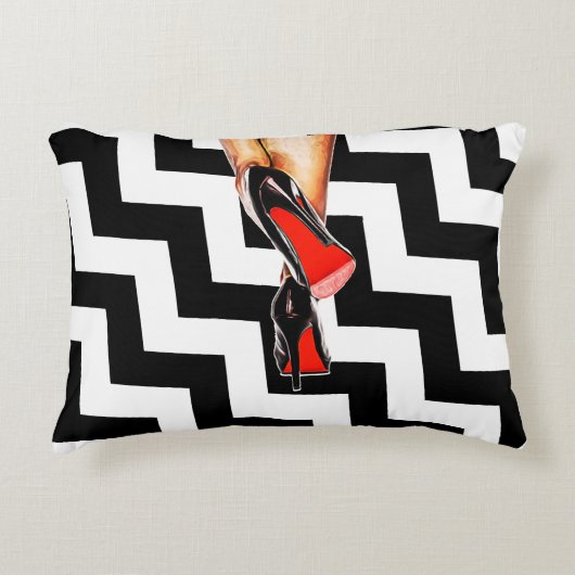 白黒の赤い底はかかとポンプファッションに蹄鉄を打ちます アクセントクッション (正面)