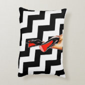 白黒の赤い底はかかとポンプファッションに蹄鉄を打ちます アクセントクッション (裏面(縦))