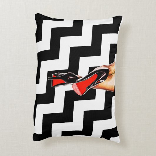 白黒の赤い底はかかとポンプファッションに蹄鉄を打ちます アクセントクッション (裏面(縦))