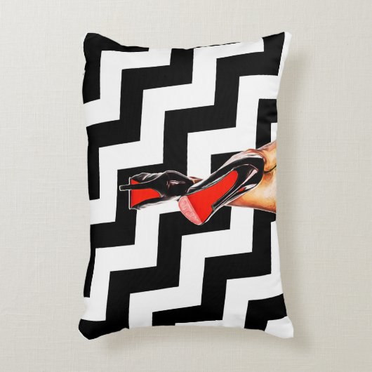 白黒の赤い底はかかとポンプファッションに蹄鉄を打ちます アクセントクッション (正面(垂直))