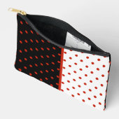 白黒の赤い水玉模様パターン アクセサリーポーチ (見開き)
