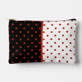 白黒の赤い水玉模様パターン アクセサリーポーチ