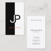 白黒の赤くエレガントなデザインのトレンディーのモノグラム 名刺 (正面/裏面)