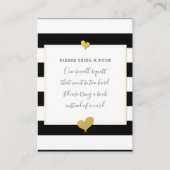 白黒の赤ちゃんストライプのシャワーブックリクエスト エンクロージャーカード (正面)