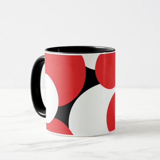 白黒の赤の水玉模様 マグカップ (正面左)
