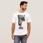 白黒の超現実的な顔のコラージュアート Tシャツ (正面フル)