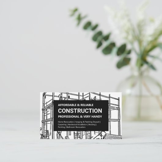 白黒の足場建築 名刺 (スタンド正面)