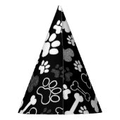 白黒の足跡とボーンズ犬 パーティーハット (裏面)