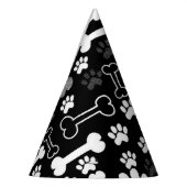 白黒の足跡とボーンズ犬 パーティーハット (左)