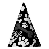 白黒の足跡とボーンズ犬 パーティーハット (右)