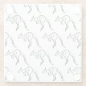 白黒の跳ねるカンガルー スケッチ ガラスコースター (裏面)