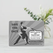 白黒の踊りカップルが日付を保存 招待状 (スタンド正面)