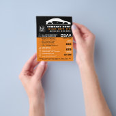 白黒の車のロゴ，ドライブスクール，インストラクター チラシ (手)