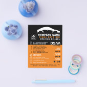 白黒の車のロゴ，ドライブスクール，インストラクター チラシ (シングル)