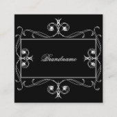 白黒の輝く宝石の華美オーナメント スクエア名刺 (正面)