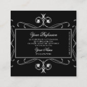 白黒の輝く宝石の華美オーナメント スクエア名刺 (裏面)