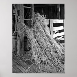 白黒の農場の写真製小麦のスタック ポスター