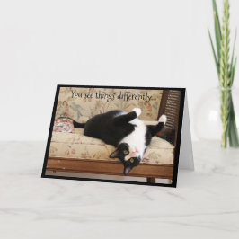 白黒の逆さま猫 カード