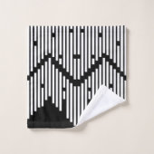 白黒の途切れた線が積み重なっている バスタオルセット (ウォッシュタオル)