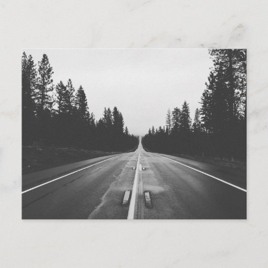 白黒の道路 ポストカード (正面)