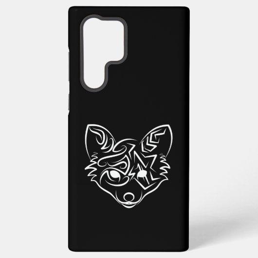 白黒の部族のキツネ SAMSUNG GALAXYケース (裏面)
