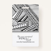 白黒の部族のタトゥー従業員の写真名 バッジ (裏面)