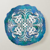 白黒の部族のヘビ曼荼羅 ラウンドクッション (裏面)