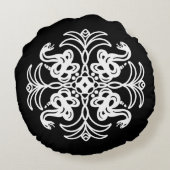 白黒の部族のヘビ曼荼羅 ラウンドクッション (裏面)