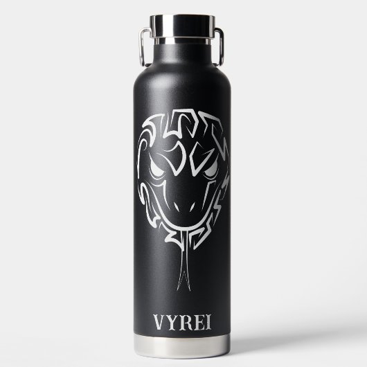 白黒の部族のヘビ ウォーターボトル (正面)