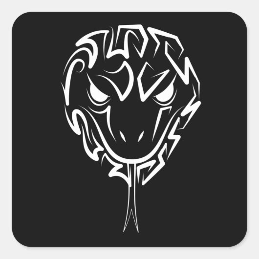 白黒の部族のヘビ スクエアシール (正面)