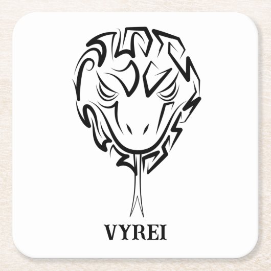 白黒の部族のヘビ スクエアペーパーコースター (正面)