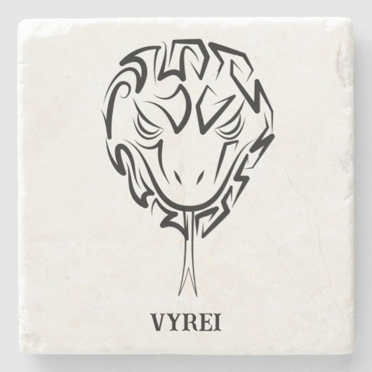 白黒の部族のヘビ ストーンコースター (正面)