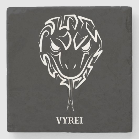 白黒の部族のヘビ ストーンコースター (正面)