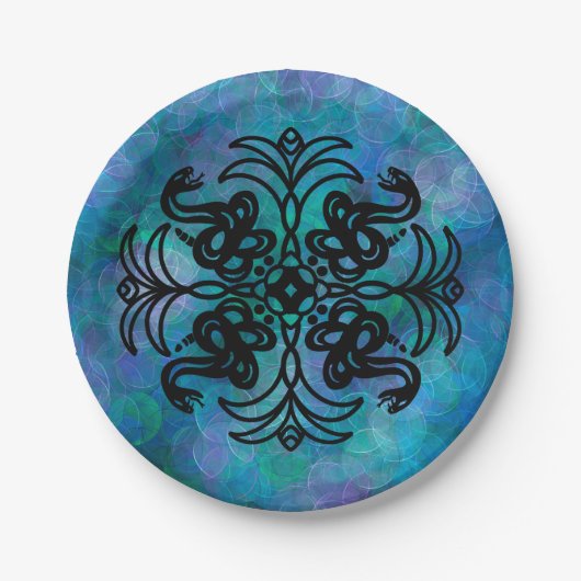 白黒の部族のヘビ ペーパープレート (正面)