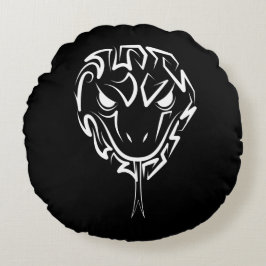 白黒の部族のヘビ ラウンドクッション