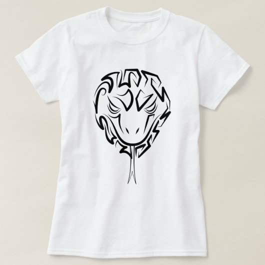 白黒の部族のヘビ Tシャツ (デザイン正面)