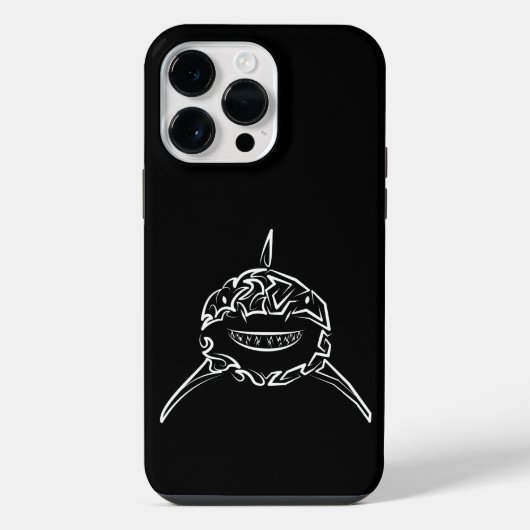 白黒の部族のホホジロザメ iPhoneケース (裏面)