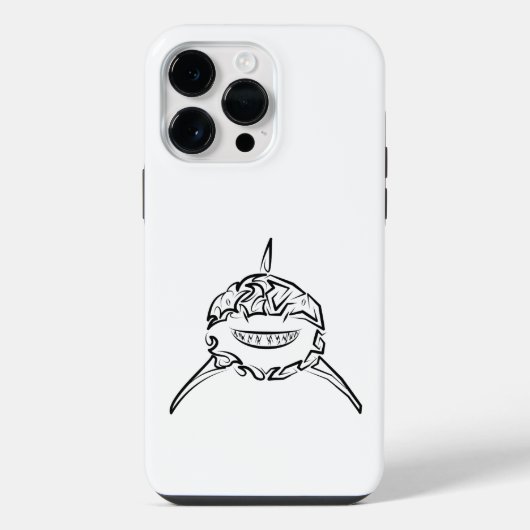 白黒の部族のホホジロザメ iPhoneケース (裏面)