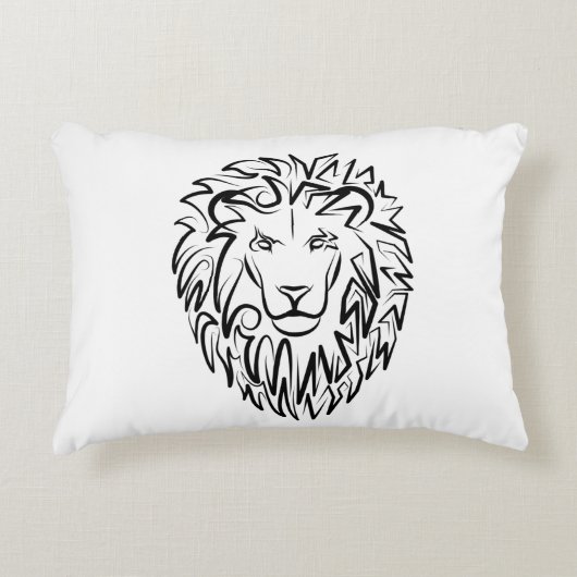 白黒の部族のライオン アクセントクッション (正面)