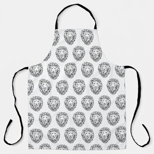 白黒の部族のライオン エプロン (正面)