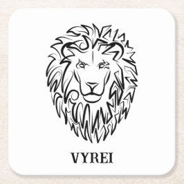 白黒の部族のライオン スクエアペーパーコースター