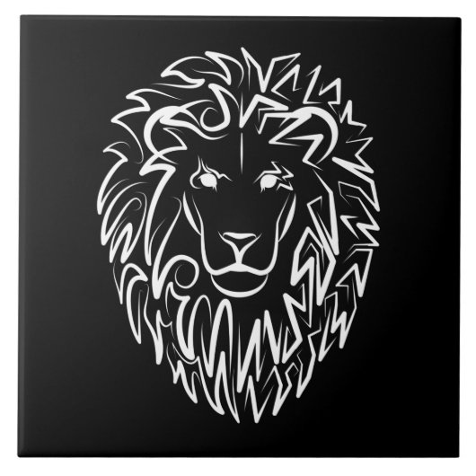 白黒の部族のライオン タイル (正面)