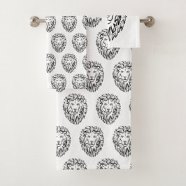 白黒の部族のライオン バスタオルセット