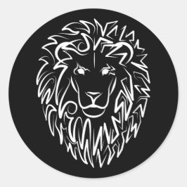 白黒の部族のライオン ラウンドシール